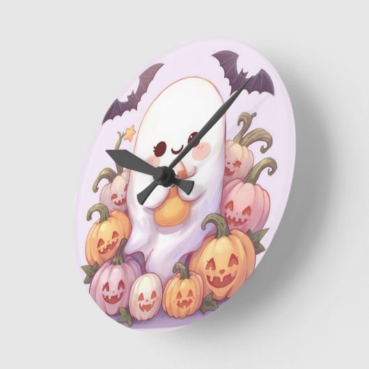 Schattigee Ghost Halloween Wall Clock - Spooky Dec Ronde Klok (Hoek)