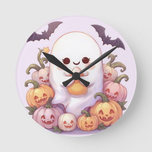 Schattigee Ghost Halloween Wall Clock - Spooky Dec Ronde Klok (Voorkant)