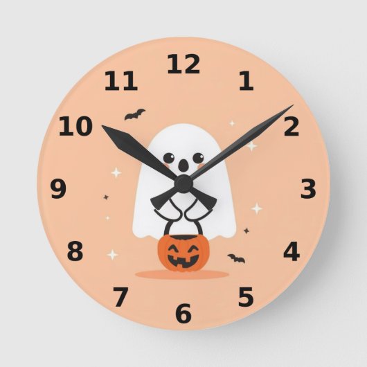 Schattigee Ghost Halloween Wall Clock - Spooky Dec Ronde Klok (Voorkant)