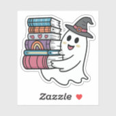 Schattigee Ghost Holding Books Sticker (Vel)