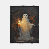 Schattigee Ghost Holding Candle Fun Halloween Goth Fleece Deken (Voorkant)