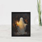 Schattigee Ghost Holding Candle Fun Halloween Goth Kaart (Voorkant)