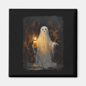 Schattigee Ghost Holding Candle Fun Halloween Goth Magneet (Voorkant)