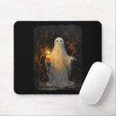 Schattigee Ghost Holding Candle Fun Halloween Goth Muismat (Met muis)