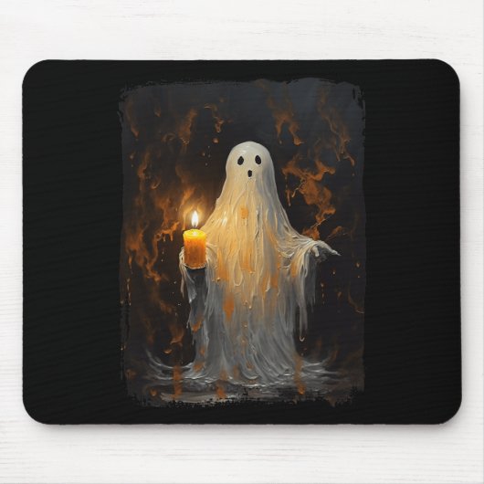 Schattigee Ghost Holding Candle Fun Halloween Goth Muismat (Voorkant)
