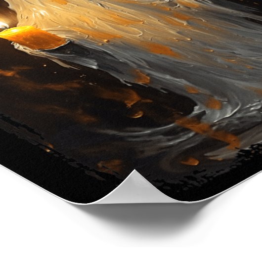 Schattigee Ghost Holding Candle Fun Halloween Goth Poster (Hoek)