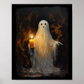 Schattigee Ghost Holding Candle Fun Halloween Goth Poster (Voorkant)