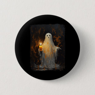 Schattigee Ghost Holding Candle Fun Halloween Goth Ronde Button 5,7 Cm