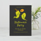 Schattigee Ghost Illustrative Boo Black Halloween Kaart (Staand voorkant)