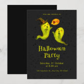 Schattigee Ghost Illustrative Boo Black Halloween Kaart (Voorkant / Achterkant)