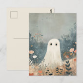 Schattigee Ghost in The Meadows Halloween Briefkaart (Voorkant / Achterkant)