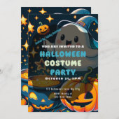 Schattigee Ghost Jack-O' lantaarn met roze Hallowe Kaart (Voorkant / Achterkant)