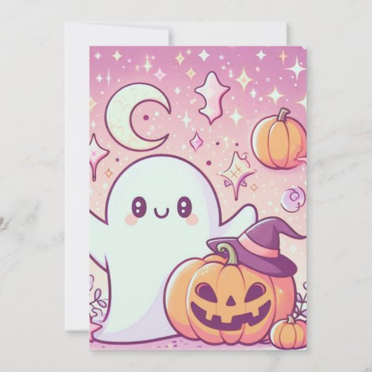 Schattigee Ghost Jack-O' lantaarn met roze Hallowe Kaart (Achterkant)