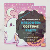 Schattigee Ghost Jack-O' lantaarn met roze Hallowe Kaart (Voorkant / Achterkant)