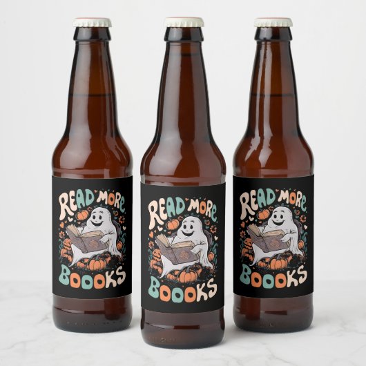 Schattigee Ghost Lees meer Boeken Leraar Halloween Bier Etiket (Flessen)