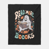 Schattigee Ghost Lees meer Boeken Leraar Halloween Fleece Deken (Voorkant)