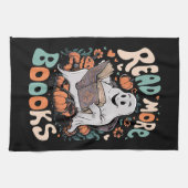 Schattigee Ghost Lees meer Boeken Leraar Halloween Theedoek (Horizontaal)