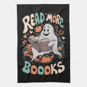 Schattigee Ghost Lees meer Boeken Leraar Halloween Theedoek (Verticaal)