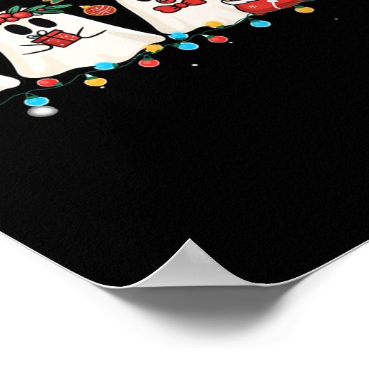 Schattigee Ghost Lights Tree Cake Vrolijk Kerstfee Poster (Hoek)