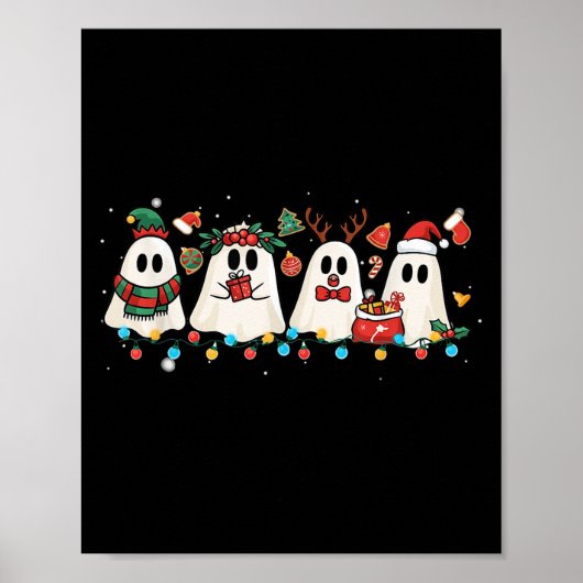 Schattigee Ghost Lights Tree Cake Vrolijk Kerstfee Poster (Voorkant)