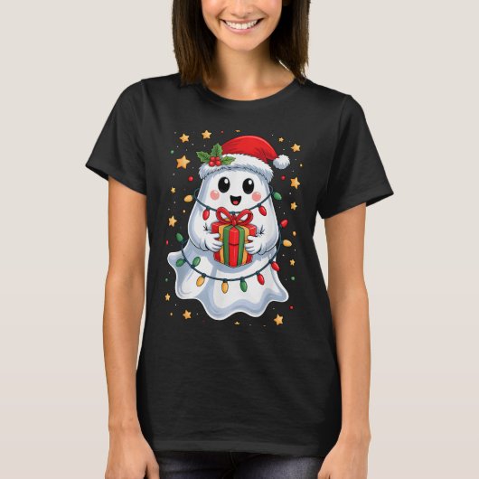 Schattigee Ghost Lights Tree Cake Vrolijk Kerstfee T-shirt (Voorkant)