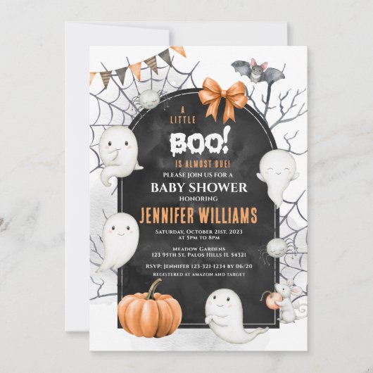 Schattigee Ghost Little Boo Halloween Baby Jongens Kaart (Voorkant)