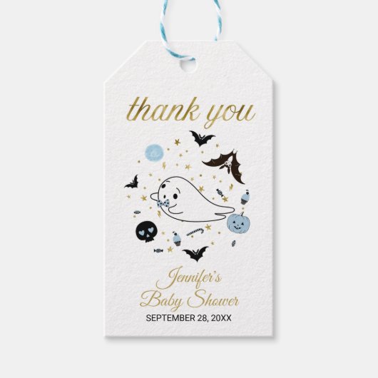 Schattigee Ghost Little Boo Halloween Baby shower Cadeaulabel (Voorkant)