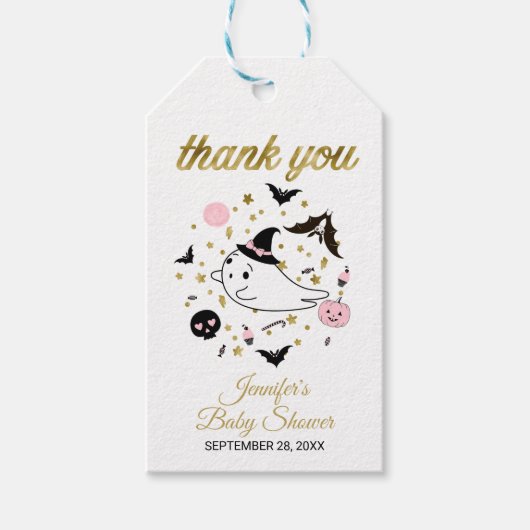 Schattigee Ghost Little Boo Halloween Baby shower Cadeaulabel (Voorkant)