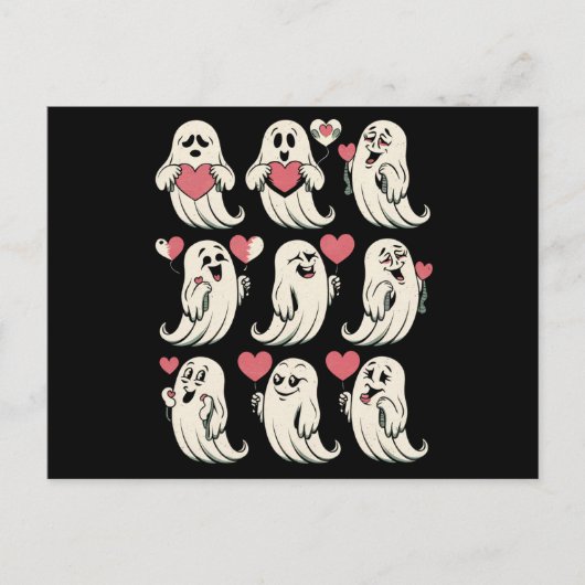Schattigee Ghost Lover Heart Valentijnsdag Funny C Briefkaart (Voorkant)