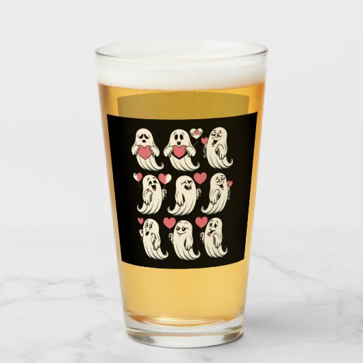 Schattigee Ghost Lover Heart Valentijnsdag Funny C Glas (Voorkant gevuld)