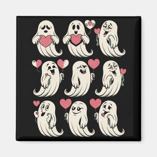 Schattigee Ghost Lover Heart Valentijnsdag Funny C Magneet (Voorkant)