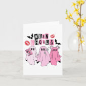 Schattigee Ghost Mean Ghouls Fun Halloween Kostuum Kaart (Gele Bloem)