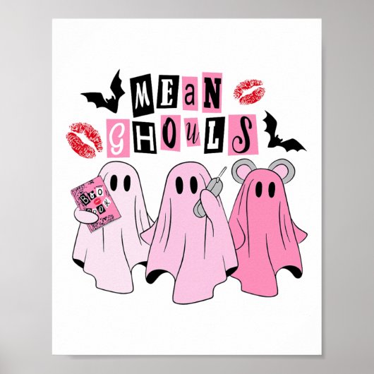 Schattigee Ghost Mean Ghouls Fun Halloween Kostuum Poster (Voorkant)