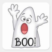 Schattigee Ghost met Boo Envelope Seals Vierkante Sticker (Voorkant)