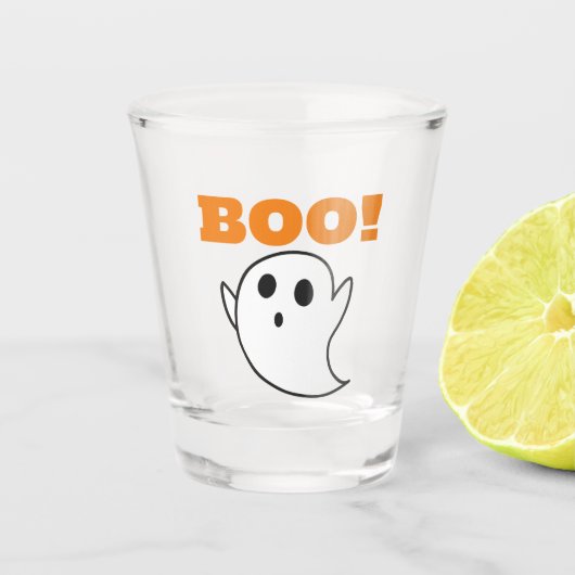 Schattigee Ghost met BOO woorden! Shot Glas (Voorkant)