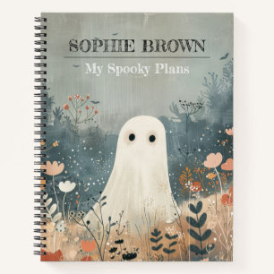 Schattigee Ghost met Flowers Whimsical Halloween Notitieboek