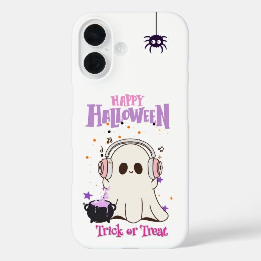 Schattigee Ghost met Hoofdtelefoon Halloween iPhon Case-Mate iPhone Case (Achterkant)