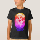 Schattigee Ghost met Ice Cream Halloween T-shirt (Voorkant)