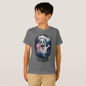 Schattigee Ghost met Ice Cream Halloween T-shirt (Voorkant volledig)