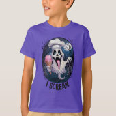 Schattigee Ghost met Ice Cream Halloween T-shirt (Voorkant)