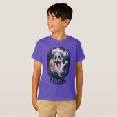 Schattigee Ghost met Ice Cream Halloween T-shirt (Voorkant volledig)