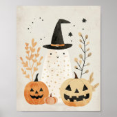 Schattigee Ghost met Jack-o-lantaarns Halloween Kw Poster (Voorkant)