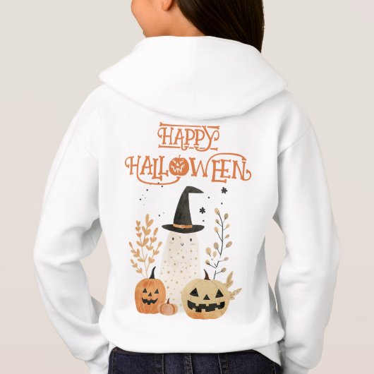 Schattigee Ghost met Jack—o-Lanterns Happy Hallowe (Achterkant)