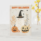 Schattigee Ghost met Jack—o-Lanterns Happy Hallowe Kaart (Gele Bloem)