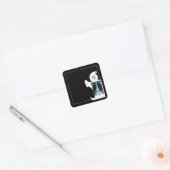 Schattigee Ghost met Snoep Halloween Vierkante Sticker (Envelop)