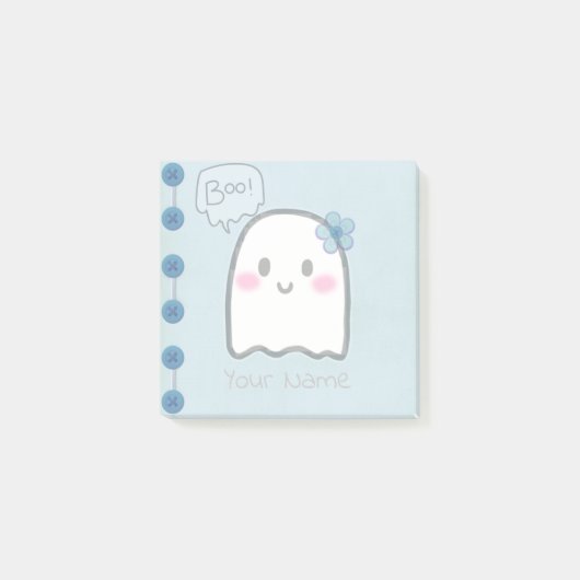Schattigee Ghost Name Waterverf Blue Post-It Notes (Voorkant)