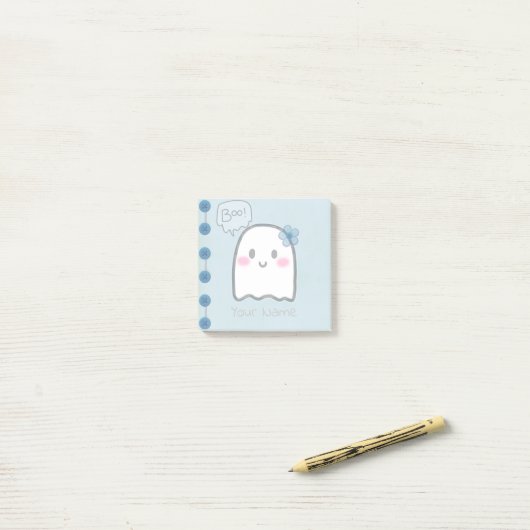 Schattigee Ghost Name Waterverf Blue Post-It Notes (Op bureau)