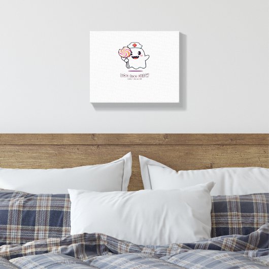 Schattigee Ghost Nurse Boo Boo Crew Halloween Clas Canvas Afdruk (Insitu (Slaapkamer))