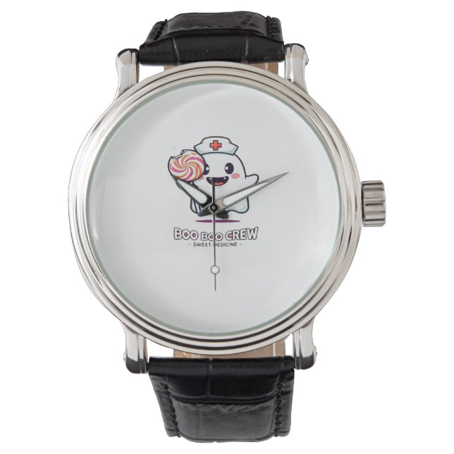 Schattigee Ghost Nurse Boo Boo Crew Halloween Clas Horloge (Voorkant)