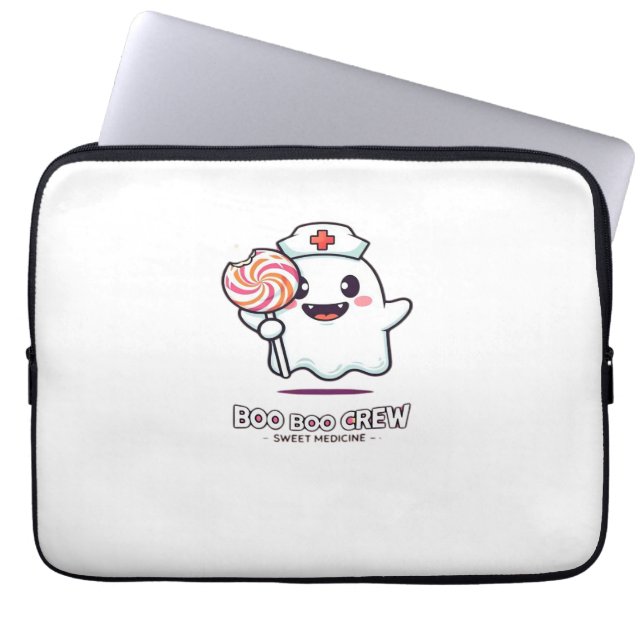 Schattigee Ghost Nurse Boo Boo Crew Halloween Clas Laptop Sleeve (Voorkant)
